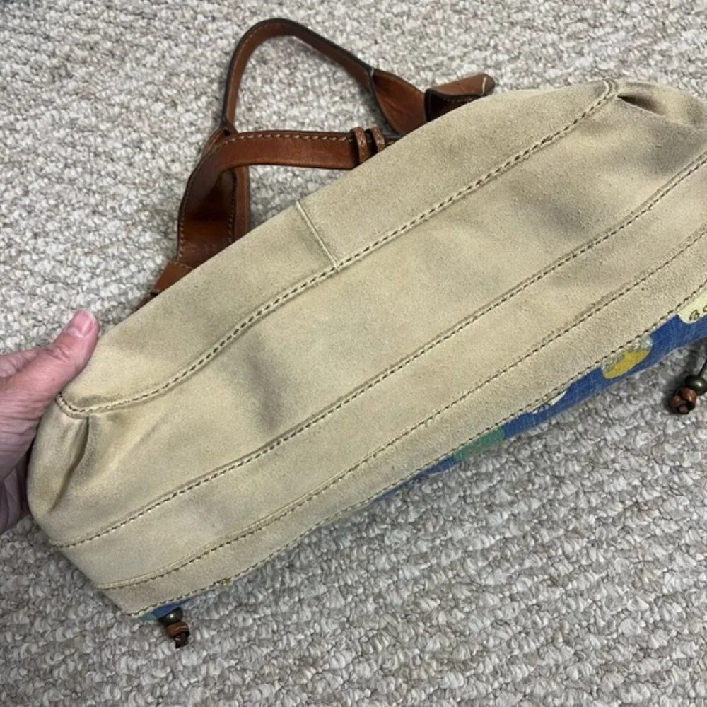 Fossil Blue and Brown Hobo Bag with Leather Straps - Picture 8 of 9